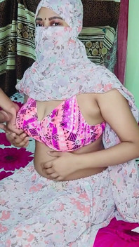 Indian Muslim Girl in Burkha Enjoys Romantic Rainy Night