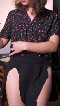 Hot Secretary Rips Clothes off Till She Almost Naked