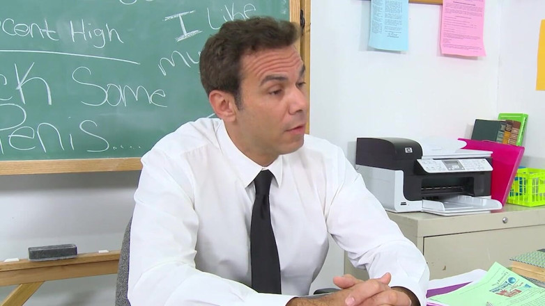 Innocent High: Big boobs babe sucks teachers cock to get extra credit
