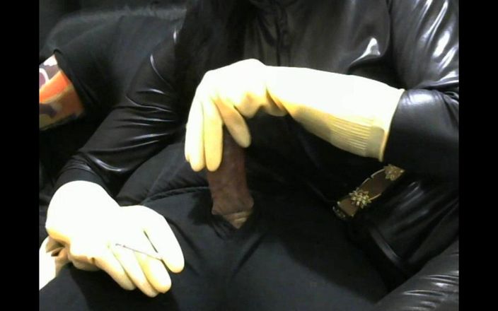 The flying milk wife handjob: Smoking Wife in Rubber Gloves Jerking Slave