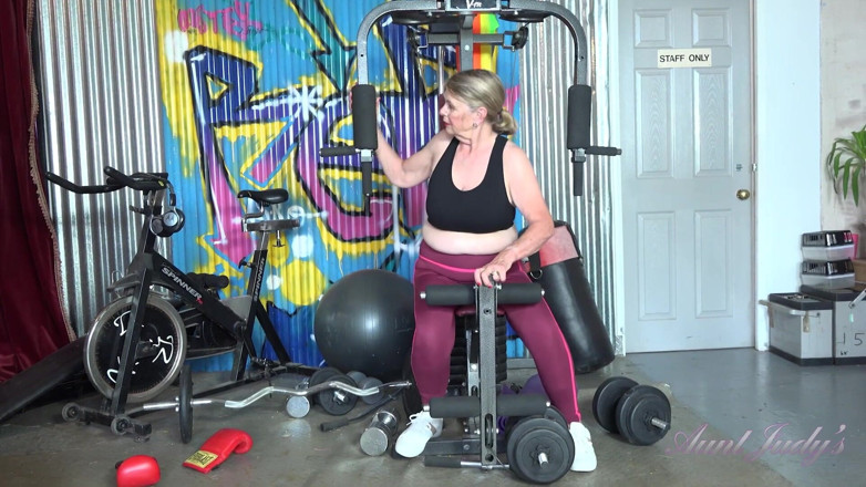 Aunt Judy's: Auntjudys - 71yo Busty Blonde GILF Elle Works up a Sweat at...