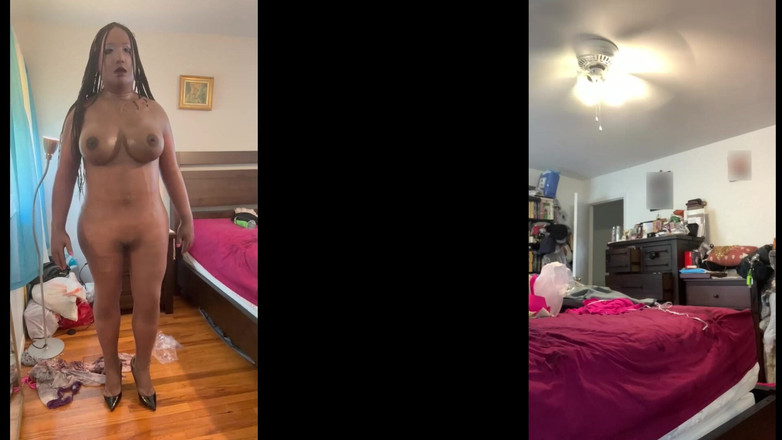 Deanna Doll: Schwarzes schätzchen Danae strippt, tanzt nackt, reibt ihre muschi und...