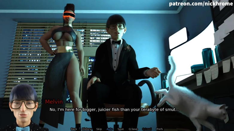 Visual Novels: SexBot 63 - wytrysk na plecach nauczyciela na imprezie