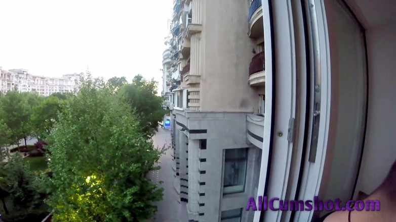 All Cumshot: He smokes and relaxes on the balcony while she on...