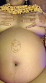 Pregnant Lady Play with Boobs and Big Belly.