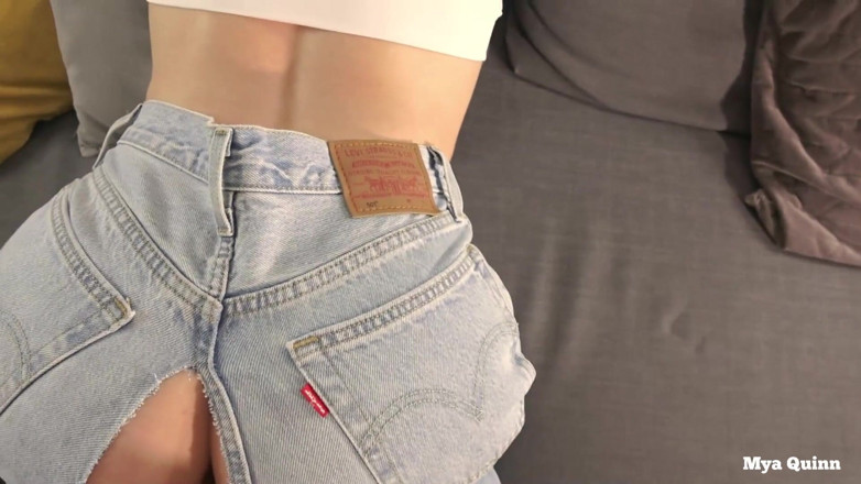 Mya Quinn: Getting fucked through a hole in my jean, snorting cum,...