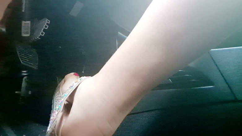 Nicoletta Embassi: Heavy Traffic Pedal Pumping in Boho Slides: Low-cut Ethnic Dress...
