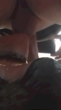 MILF on Her Knees Gives a Blowjob with Cum in Her Mouth