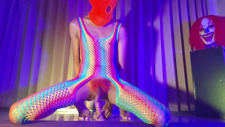 Mango49x: Orange Balaclava Mask Sissy Trans Dyed Pubic Hair Fuck Myself...
