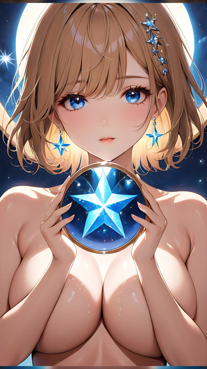 LustRender: Starlit Reflections - Ai Girl trzymająca magiczne lustro