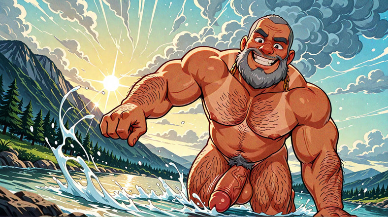 Erotic Man: Bărbați goi la Lake Digital Art