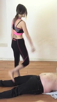 Gym Babe Dominates Fat Masked Submissive