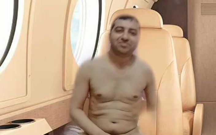 Cute & Nude Crossdresser: Nude boy masturbation on seat of the virtual Air plane.