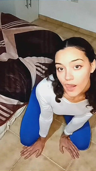 Sexy Latina Girl on Her Knees Asking You to Fill Her Mouth with Milk