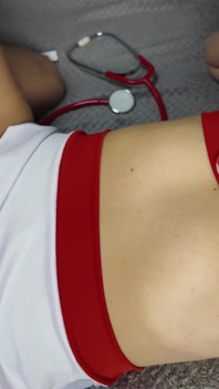 Naughty Nurse Gives Lipstick Dick Kissing Treatment to Weak Patient