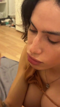 POV Tattooed Girl with Big Tits Gets Deepthroated