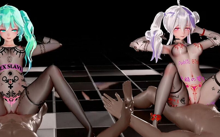 MikuMotion: [mmd] haku&amp;miku-baam podwójne mięso taniec pisuaru upokarzający wzór przezroczysty jedwabny...