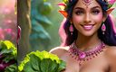 AI Girls: Beautiful Big Breasted Nude Indian Elf Girl with Beet Greens