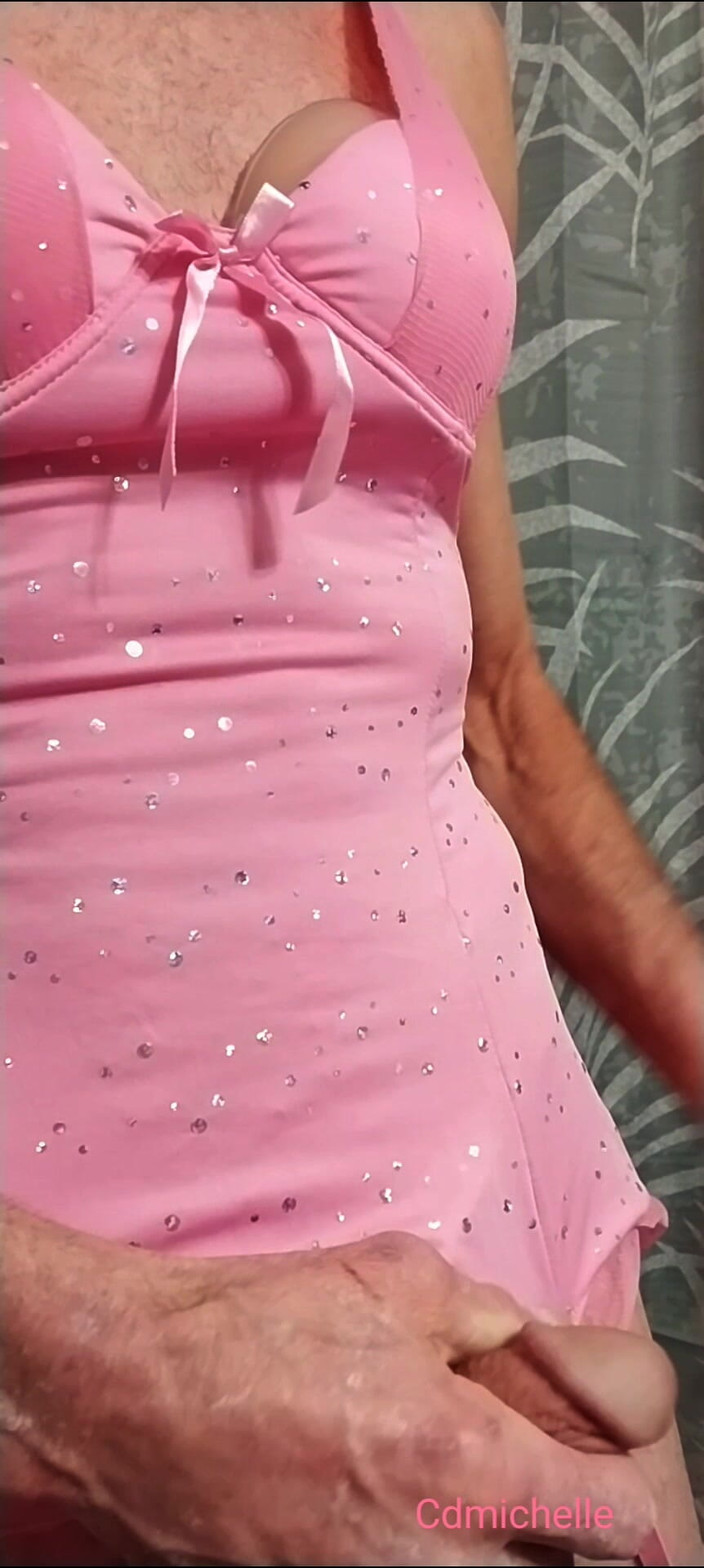 CD Michellex: Cdmichelle Wearing Pink Sexy Teddy with Garter Straps Playing with...