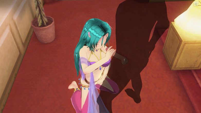 H3DC: 3D Hentai girl with blue hair touches her pussy and...