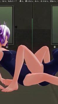 Two Lesbian Students in Swimming Suits Rub Their Pussies
