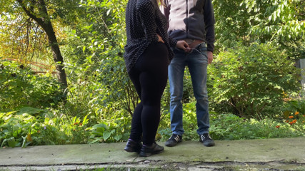OurFetishLife: Milf licked my cock outside after pissing