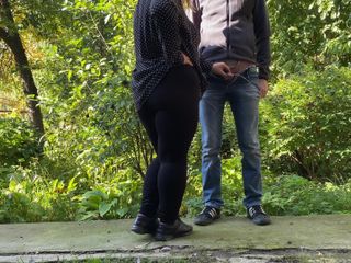 Our Fetish Life: Milf licked my cock outside after pissing
