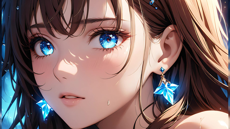 LustRender: Ätherische emotion - ai mädchen mit glutschenden tränen in einer intimen...