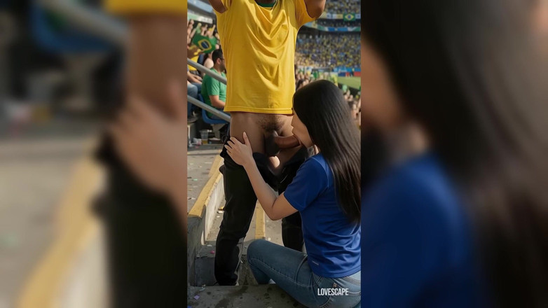 Lovescape: Brazil Fan Sucked off on Stadium Balcony