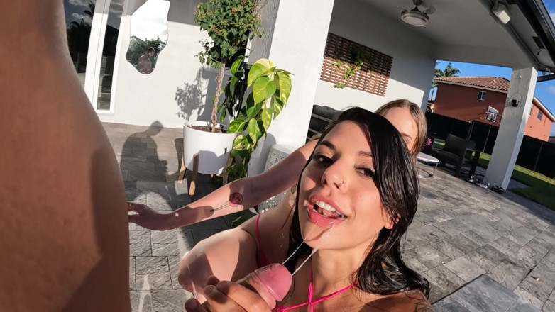 Angel Youngs: Poolside Threesome with Gina Valentina and Andre Rico