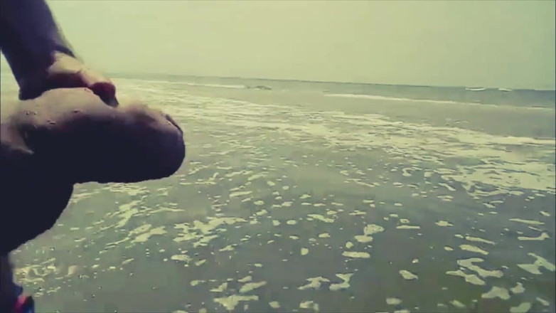Monster Meat: Exhibionist walking jerkin at beach