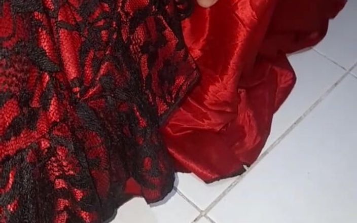 Naomisinka: Crossdresser Wearing Satin Silk Brocade Long Gown