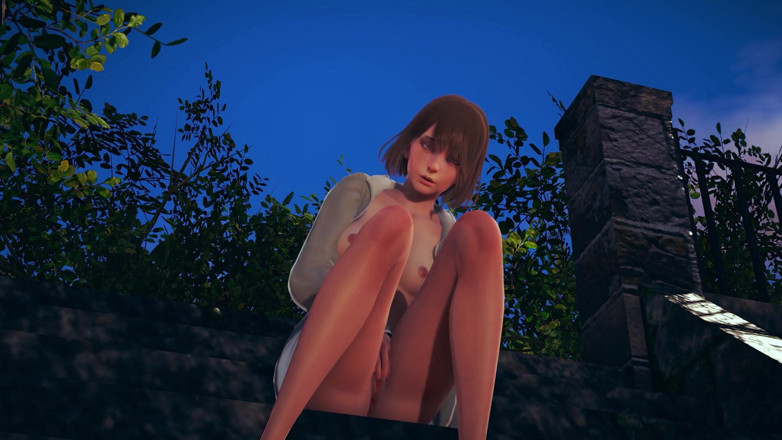 Waifu club 3D: Max se masturbe la chatte dans le jardin de l'arrière