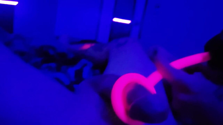 Yallternative Couple: Blacklight Goth Girl with Neon Hair Edges Big Dick with...