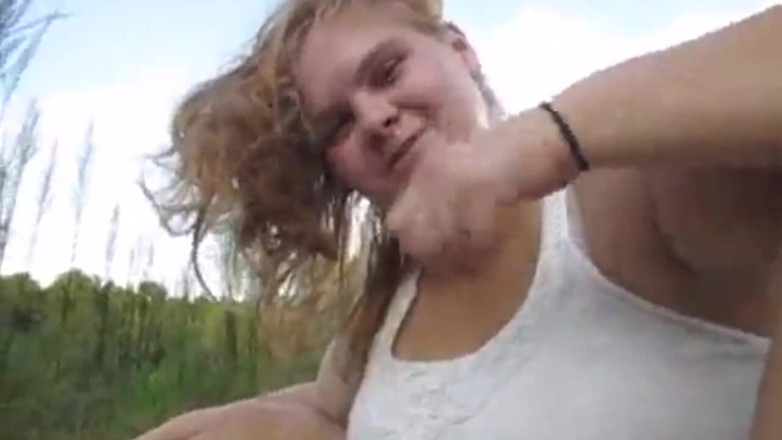Fat House Wife: Outdoors blowjob &amp; hair job leaving wife hair cover in cum