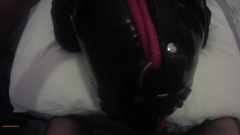 LauraOnHeels: Laura hogtied and hooded with a lip open mouth gag...
