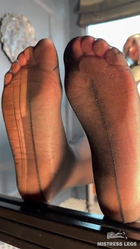Watch Me Tease You with My Ripped Nylon Feet Through the Glass