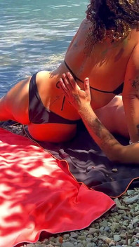Busty Italian Gives a Handjob and Titjob Before Sucking Cock by the Lake in Front of Everyone!