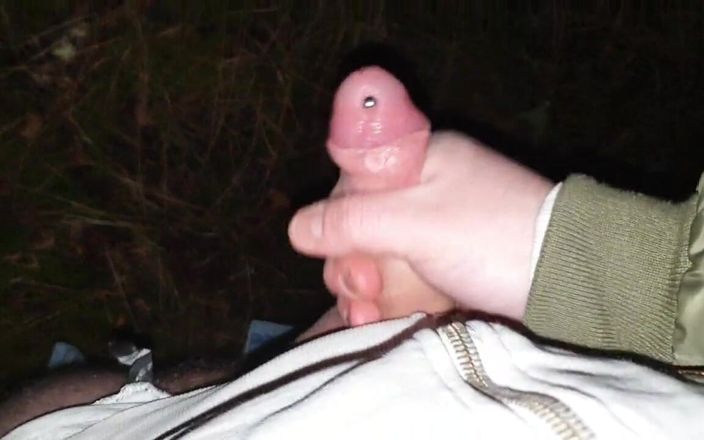 Pierced daddy: Stroking My Pierced Cock in the Woods + Cumshot with Moaning
