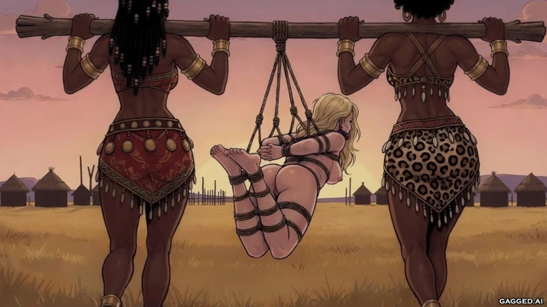 Gagged AI Cartoons: Bound Blonde Cargo