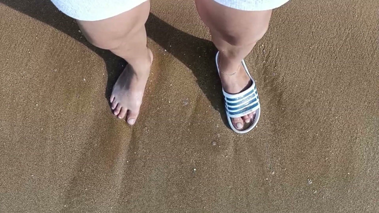 Idmir Sugary: Feet and the Sea Extra Slowmotion - One Foot Barefoot and...