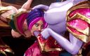 Futa Fantasy 3D: Футанари 3D, Лол Shyvana трахает Fiora в рот и киску