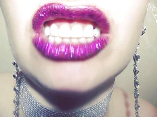 Goddess Misha Goldy: Purple wild lip smelling and grimaces