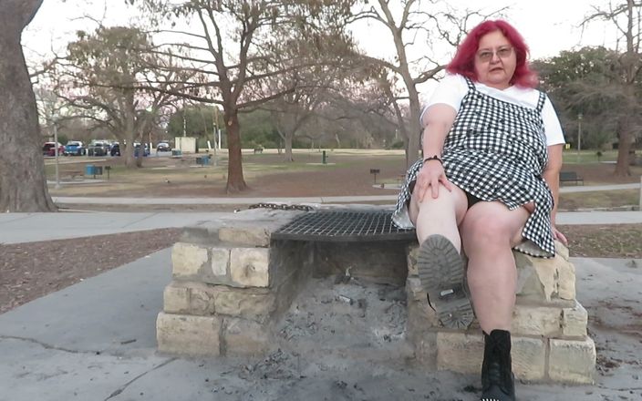 BBW nurse Vicki adventures with friends: Playing Domme in the Park Stomping Ashes From the Fire