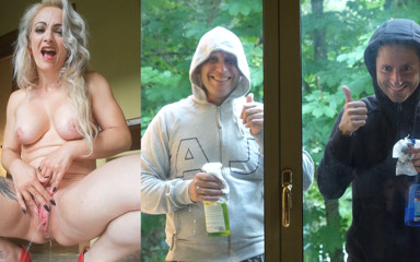 Fetish Bear Productions: Stepmom pissing while two idiots watching her