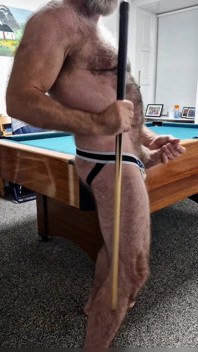 Hairy Muscle Stepdad at the Pool Table