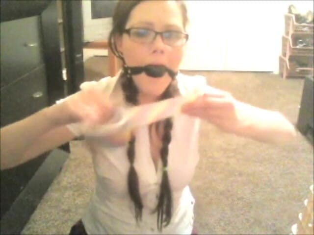 Selfgags classic: Snooping college girl gagged with stepsister’s kinky toys! (Episode 1 of 2)