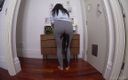 Faye Taylor: Faye Taylor polishing and peeing in grey leggings