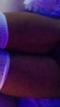 Masturbating with White Fishnet Stockings Between the Thighs of My Charming Black Slut