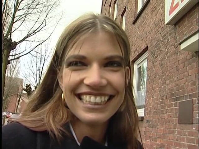 Lucky Cooch: Brunette beauty interviewed on the street